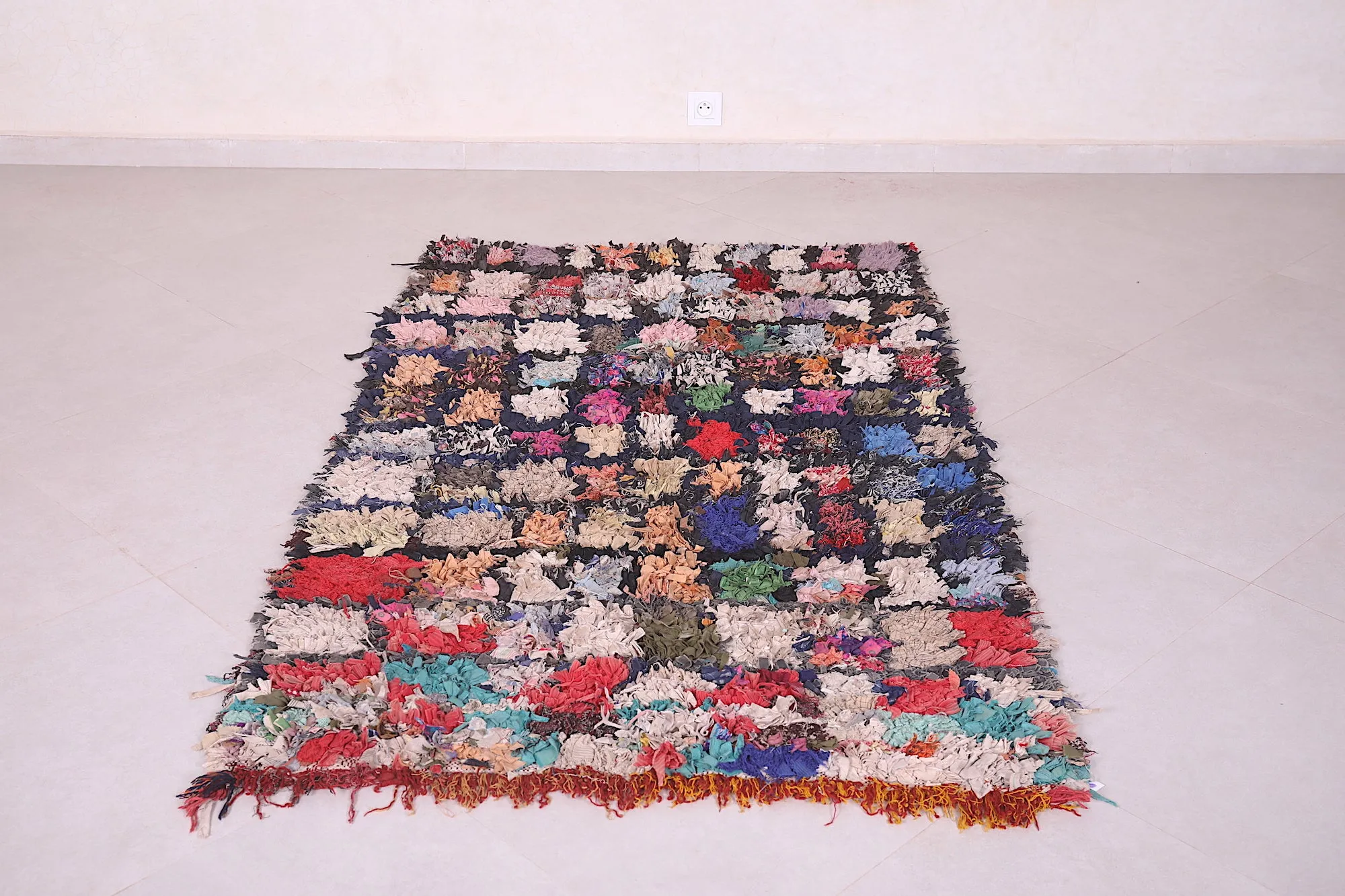 Multicolored Moroccan Boucherouite Rug - 3.7x6.1 ft | Handwoven Eco-Friendly