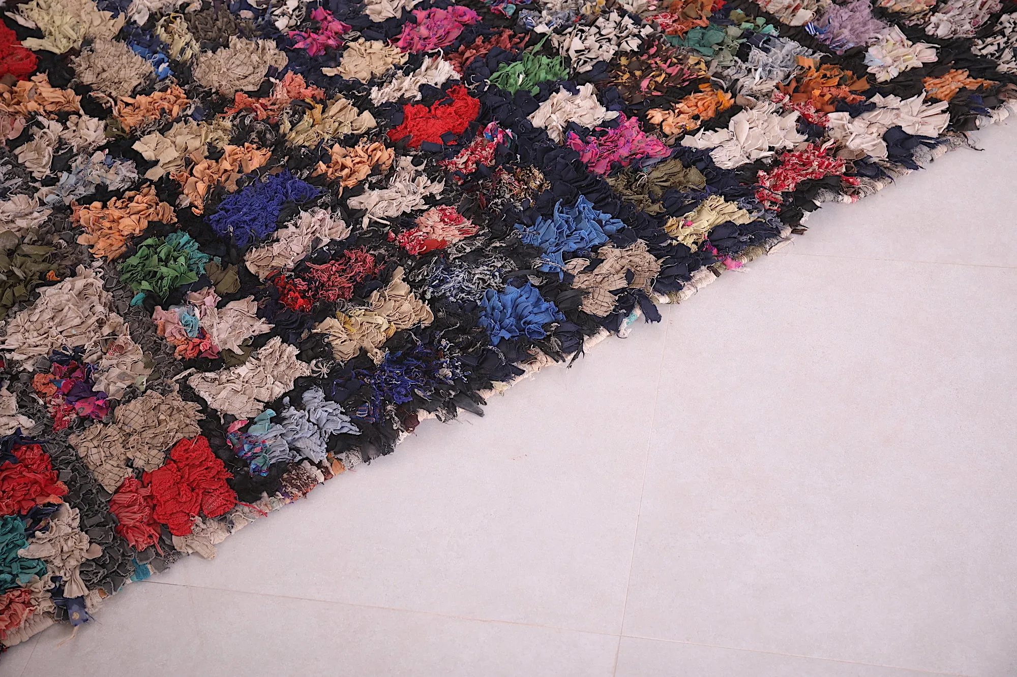Multicolored Moroccan Boucherouite Rug - 3.7x6.1 ft | Handwoven Eco-Friendly