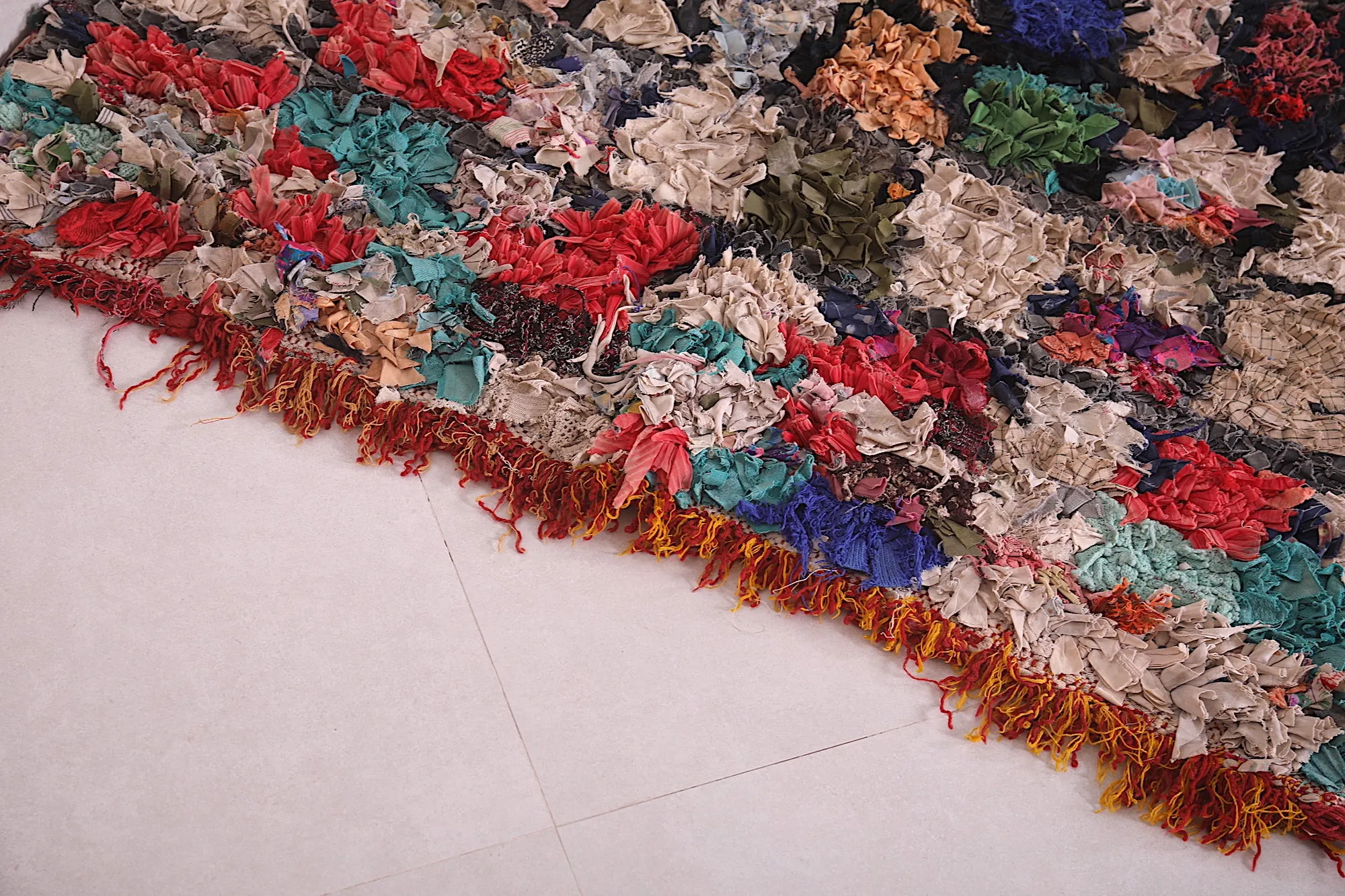 Multicolored Moroccan Boucherouite Rug - 3.7x6.1 ft | Handwoven Eco-Friendly