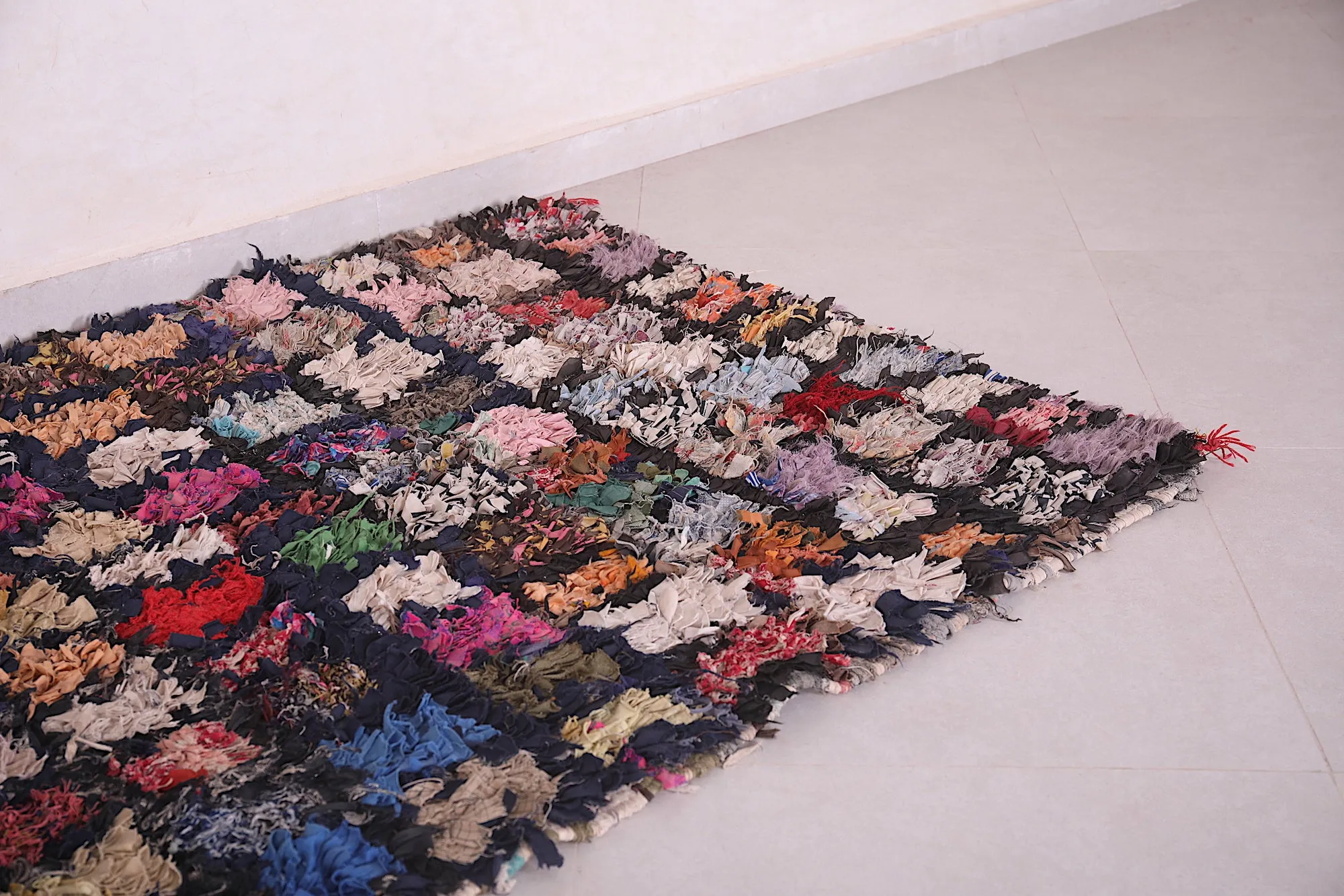 Multicolored Moroccan Boucherouite Rug - 3.7x6.1 ft | Handwoven Eco-Friendly