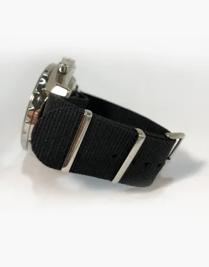 NATO Style Black Nylon Strap with Stainless Steel by LUX