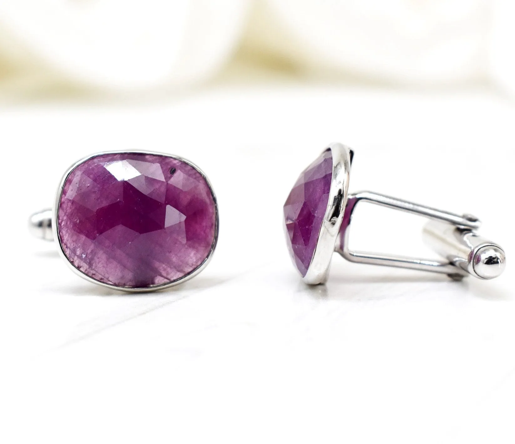 NATURAL RUBY CUFFLINKS