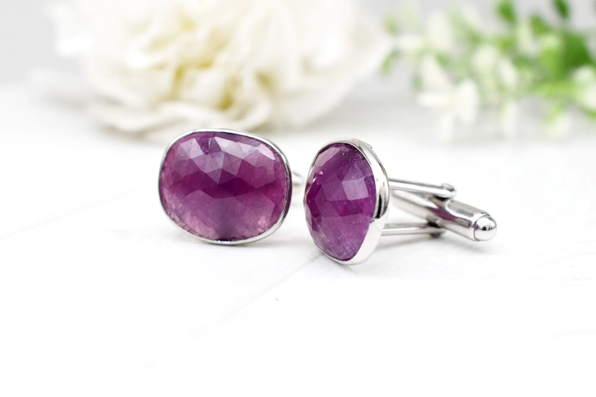 NATURAL RUBY CUFFLINKS