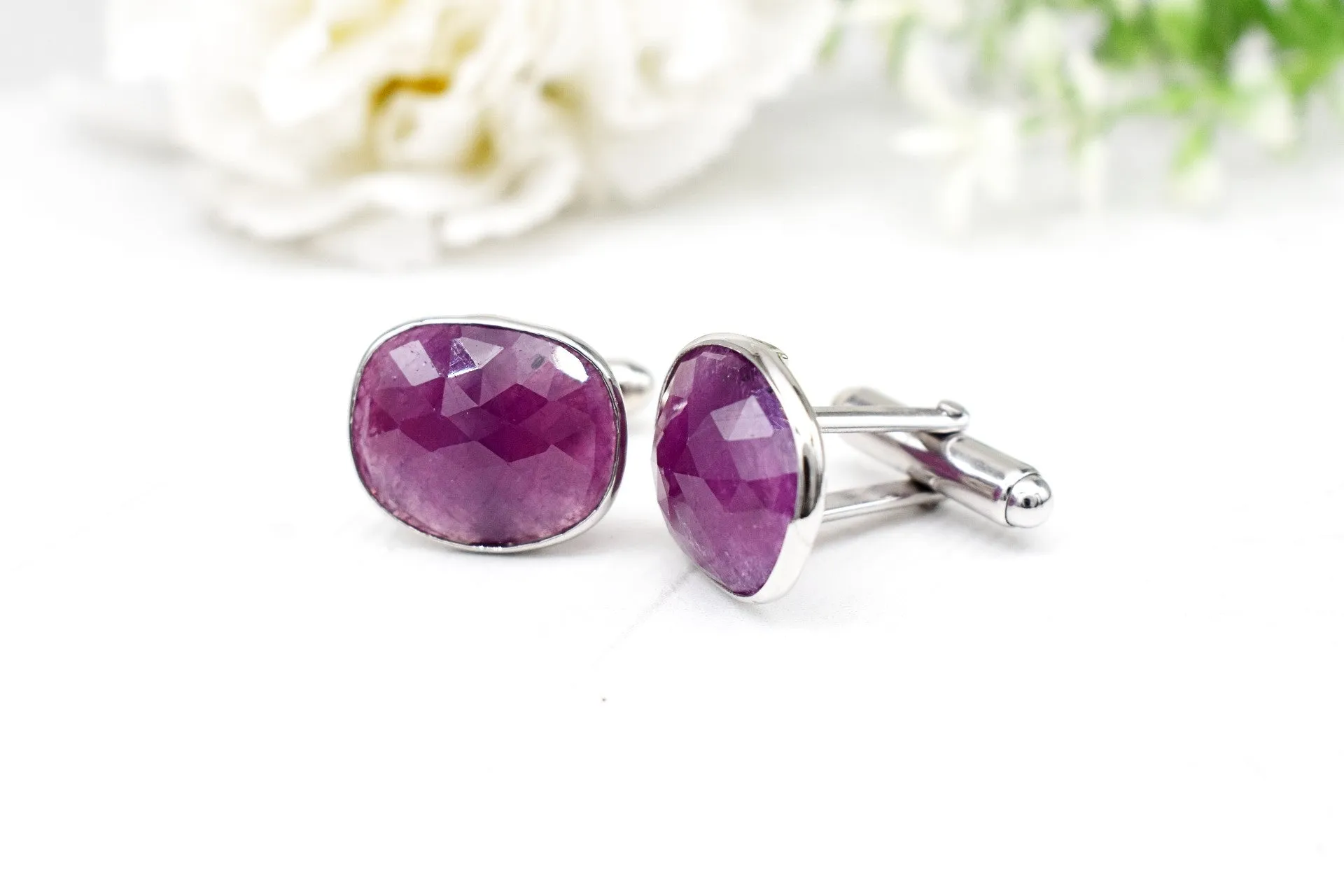 NATURAL RUBY CUFFLINKS