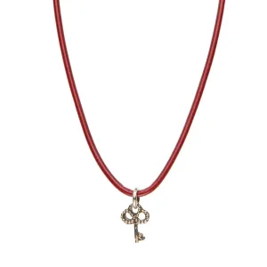 Necklace Leather Smooth - Crimson, S (16-18inch/41-46cm)