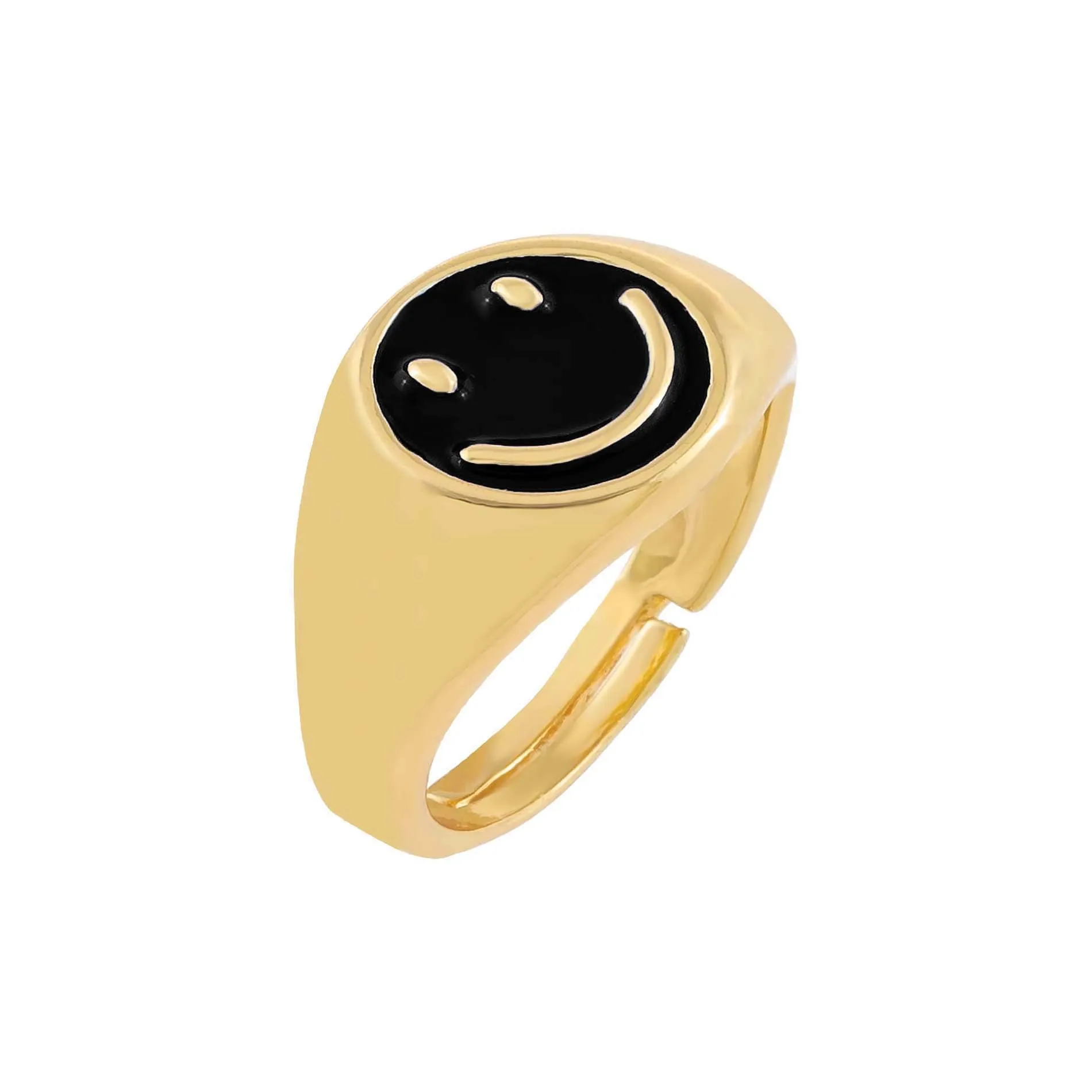 Neon Enamel Smiley Face Adjustable Ring