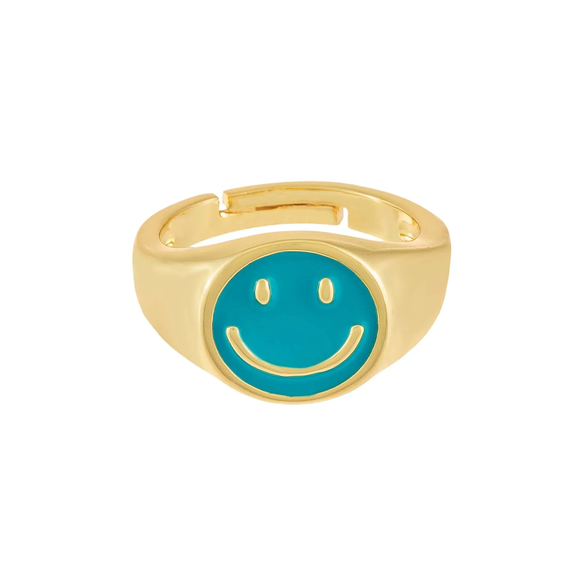 Neon Enamel Smiley Face Adjustable Ring