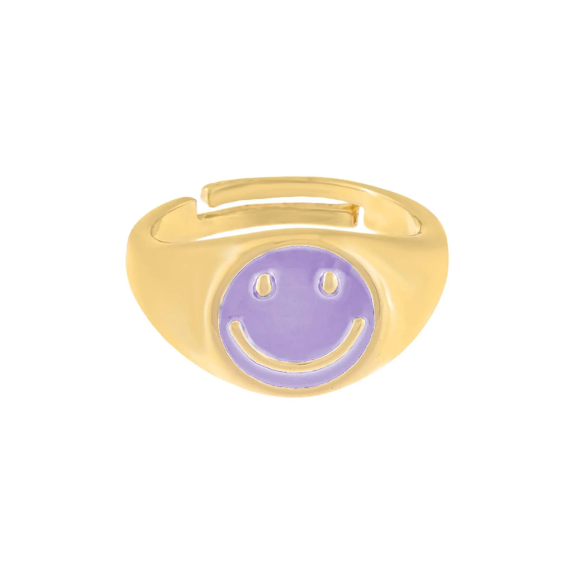 Neon Enamel Smiley Face Adjustable Ring