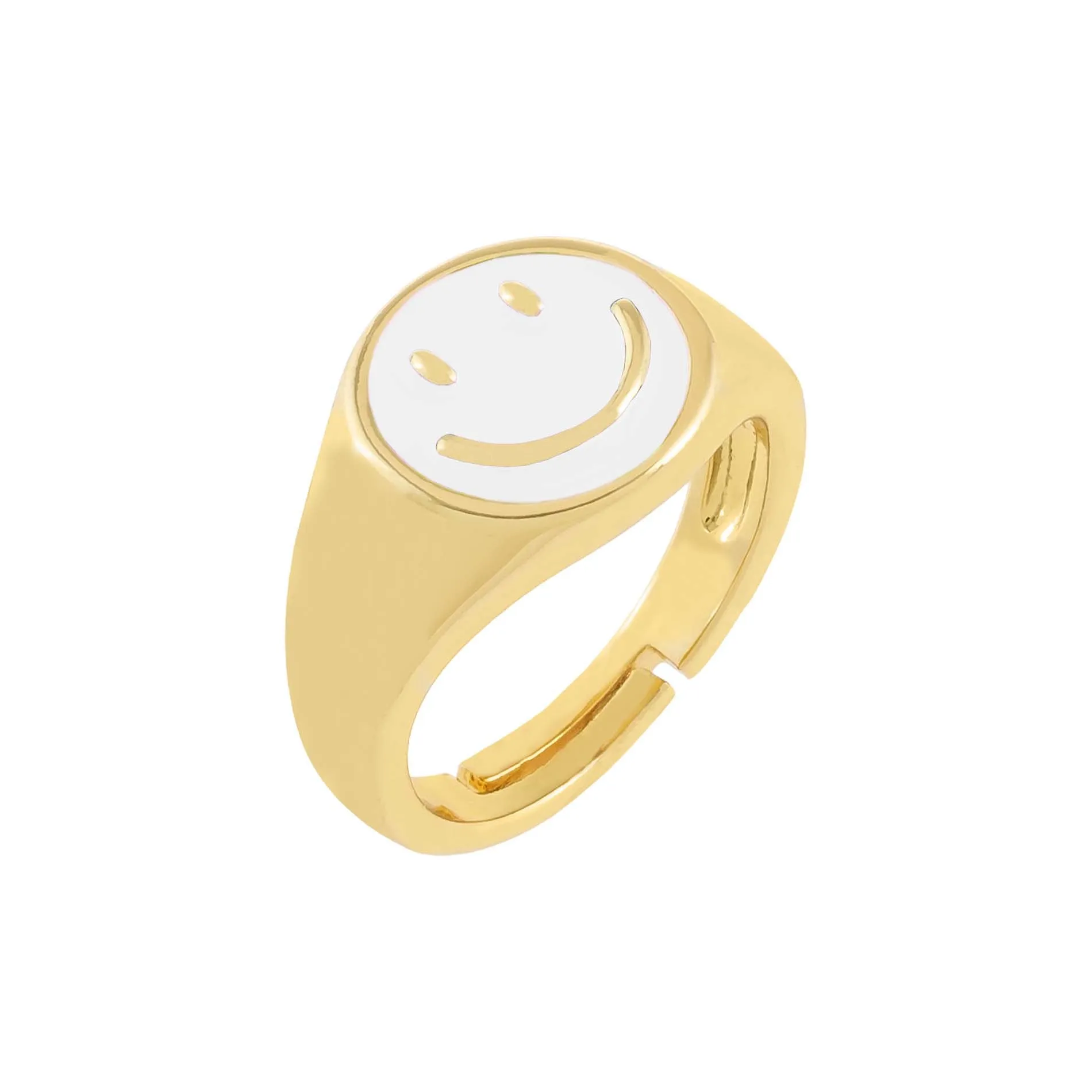 Neon Enamel Smiley Face Adjustable Ring