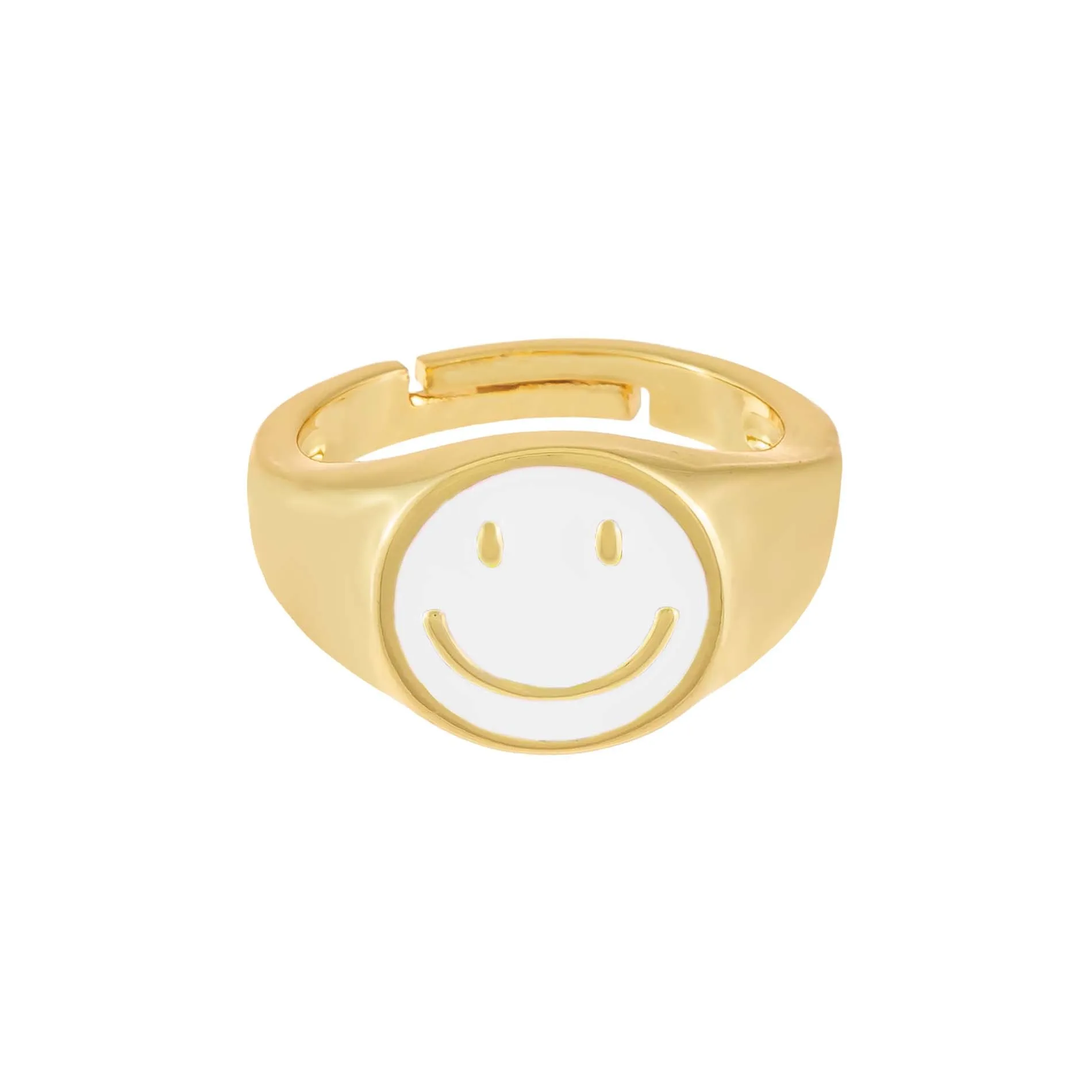 Neon Enamel Smiley Face Adjustable Ring