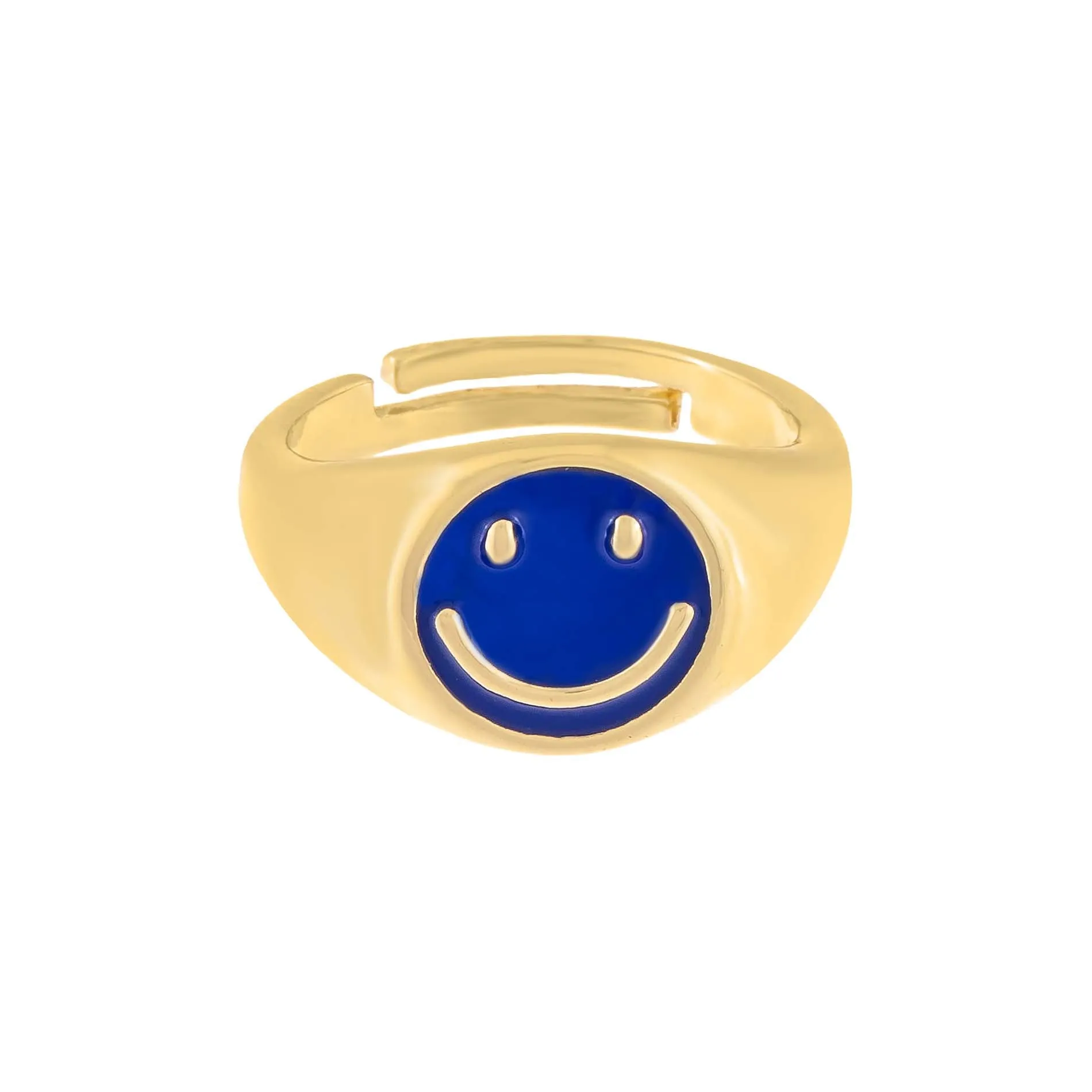 Neon Enamel Smiley Face Adjustable Ring