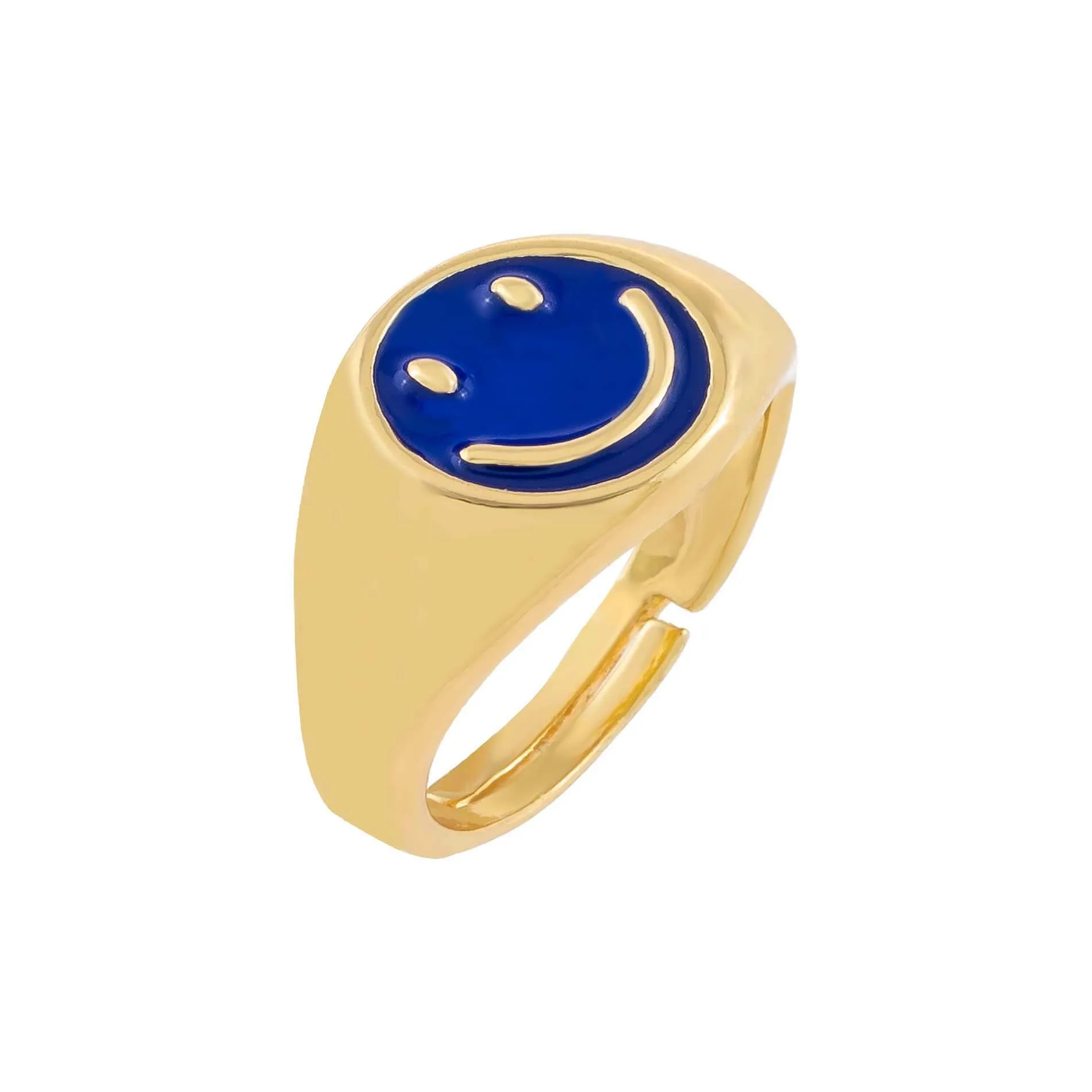 Neon Enamel Smiley Face Adjustable Ring