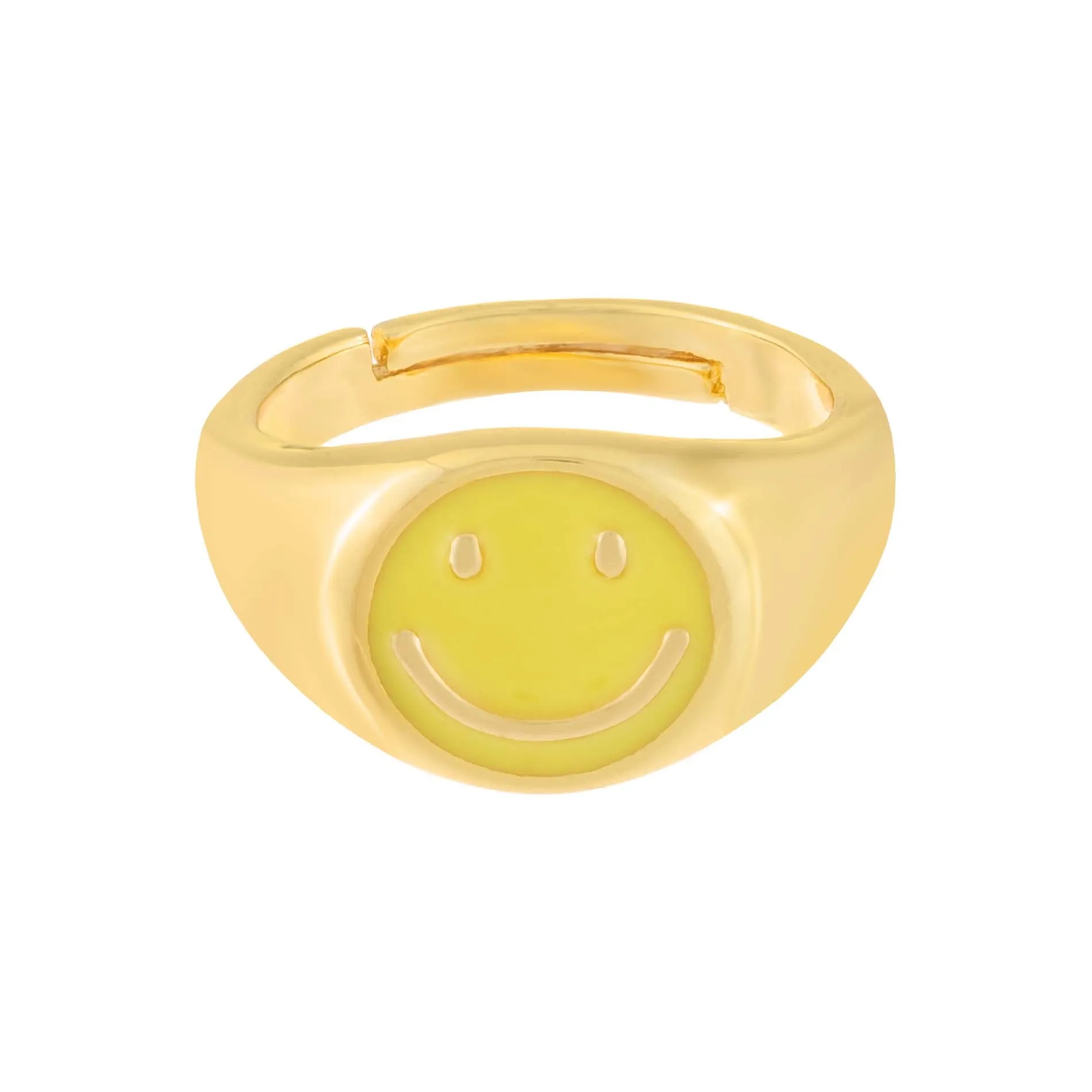 Neon Enamel Smiley Face Adjustable Ring