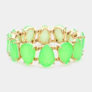 Neon Green Teardrop Fun Fashion Stretch Bracelet | Outfit of Choice Jewelry | 628988