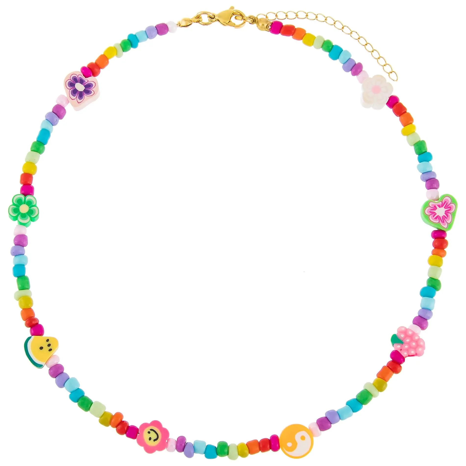 Neon Multi Charm Beaded Necklace
