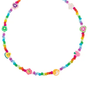 Neon Multi Charm Beaded Necklace