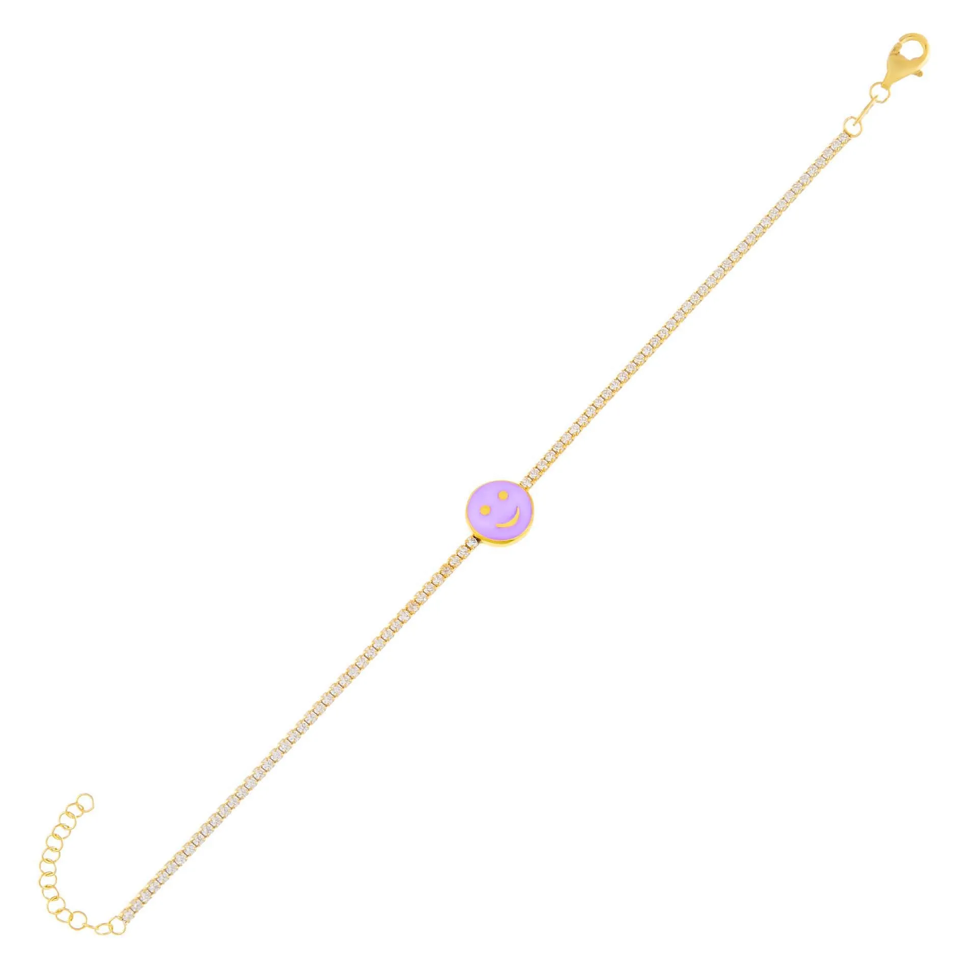 Neon Smiley Face Tennis Bracelet