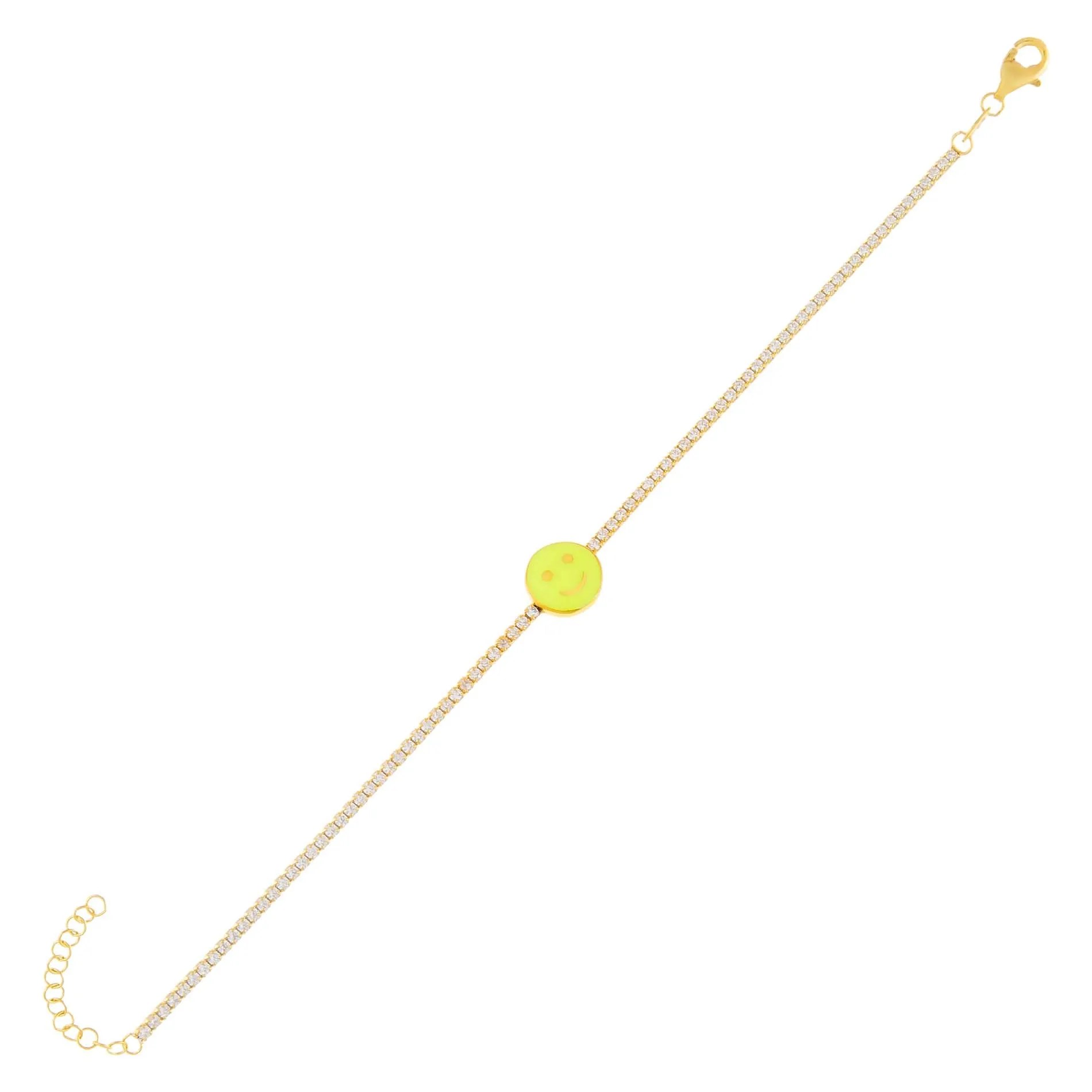 Neon Smiley Face Tennis Bracelet
