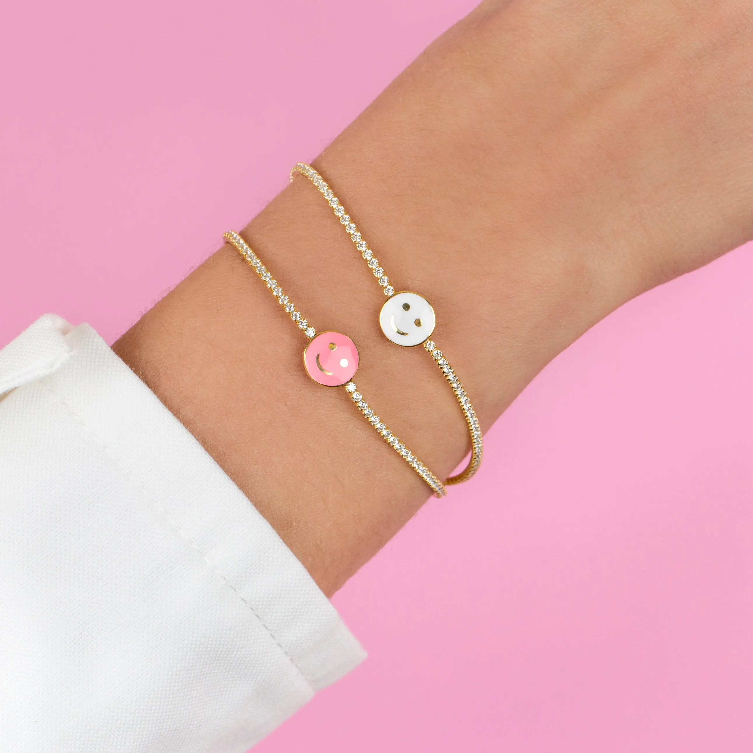 Neon Smiley Face Tennis Bracelet