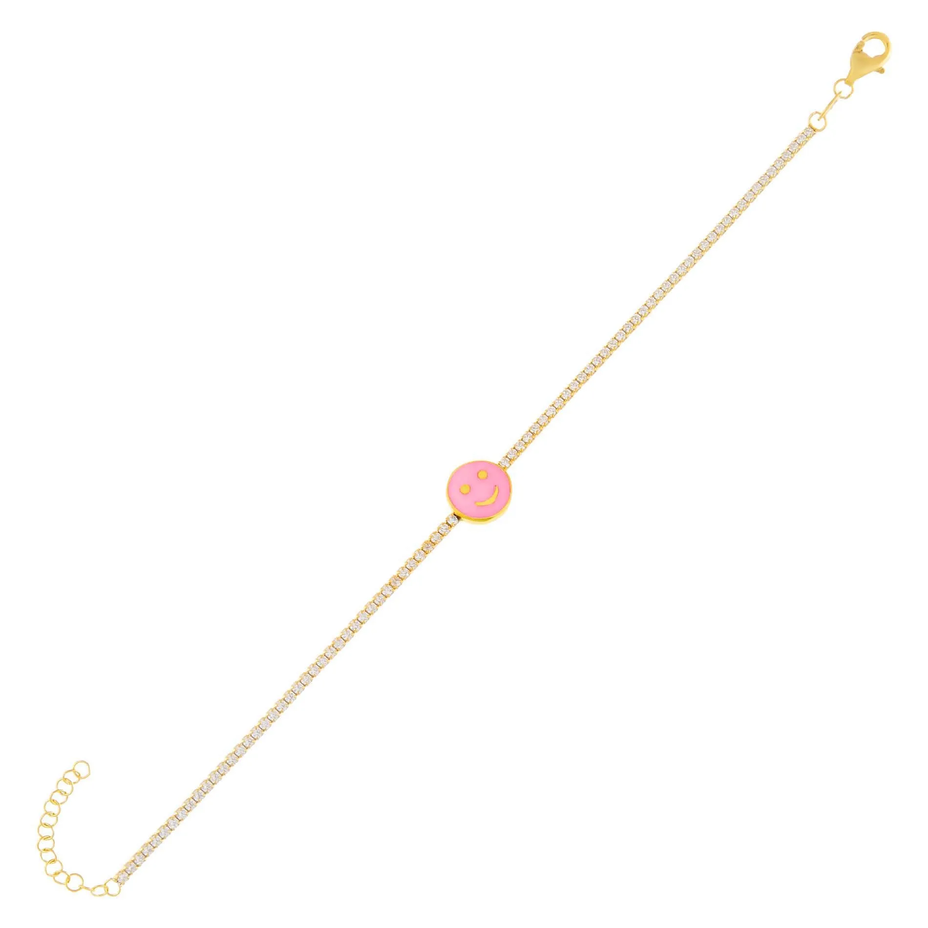 Neon Smiley Face Tennis Bracelet