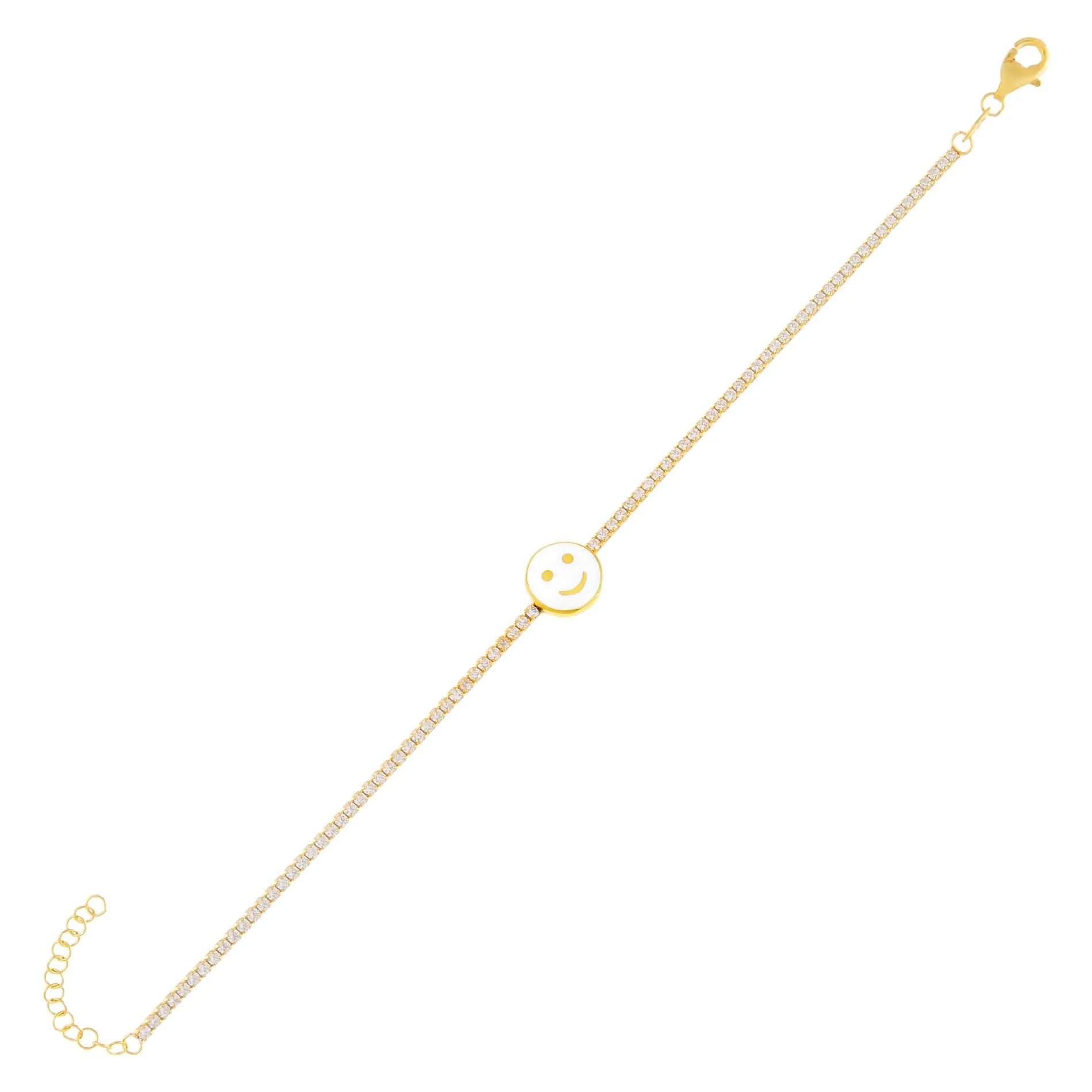 Neon Smiley Face Tennis Bracelet