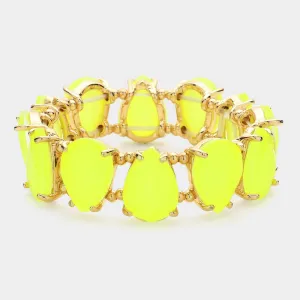 Neon Yellow Teardrop Fun Fashion Stretch Bracelet | Outfit of Choice Jewelry | 628989