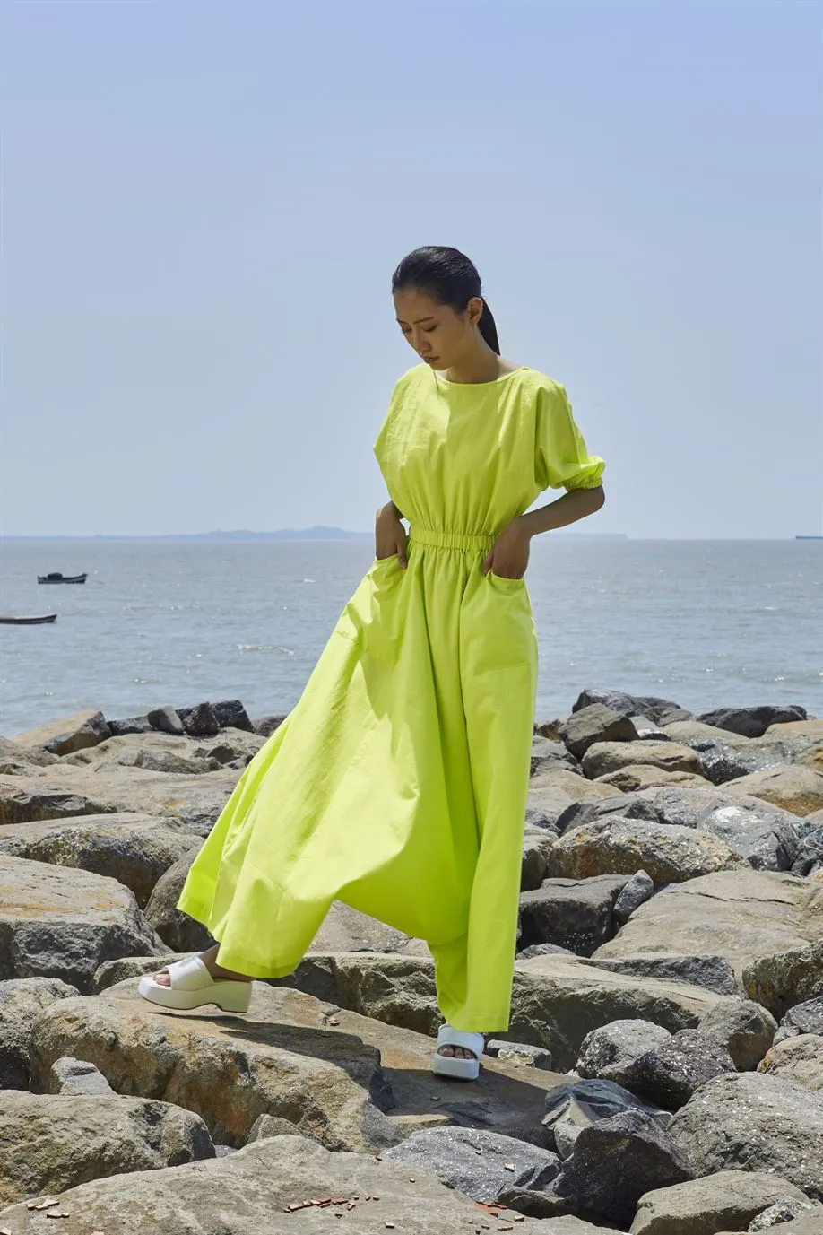 New Season Summer/Fall 24-Jumpsuit Green Sphara Cotton Neon-MTSPHJS-Neon Green-Fashion Edit Mati