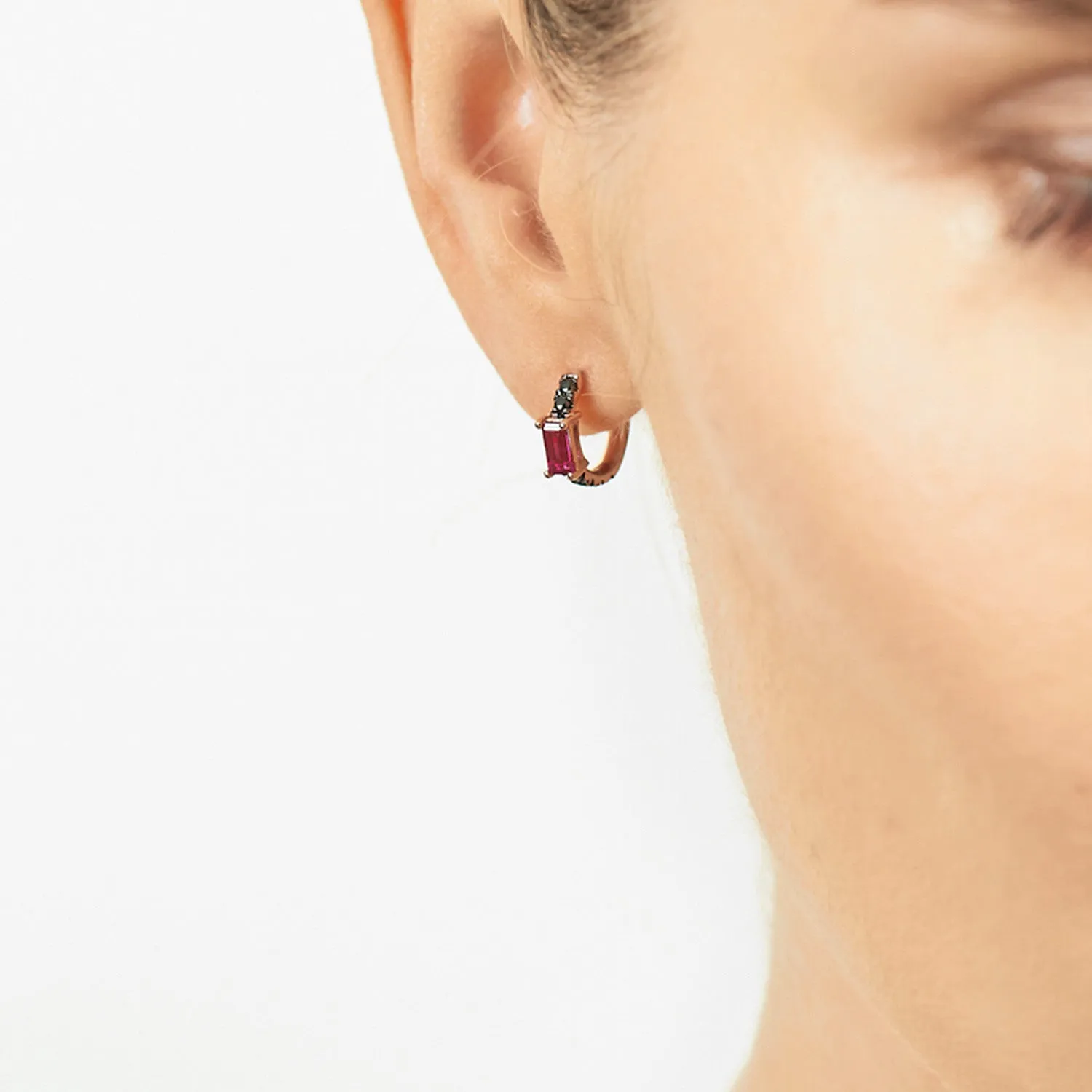 Nikita Huggie Hoops | Black Diamonds & Sapphires