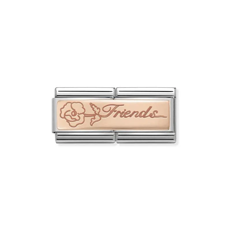 Nomination Composable Double Link Friends With Flower, 9K Rose Gold