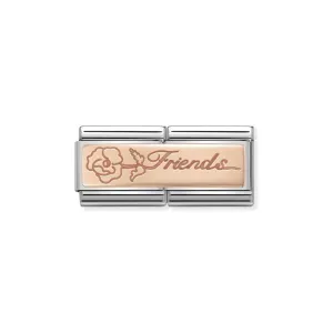 Nomination Composable Double Link Friends With Flower, 9K Rose Gold