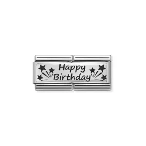 Nomination Composable Double Link Happy Birthday, Silver