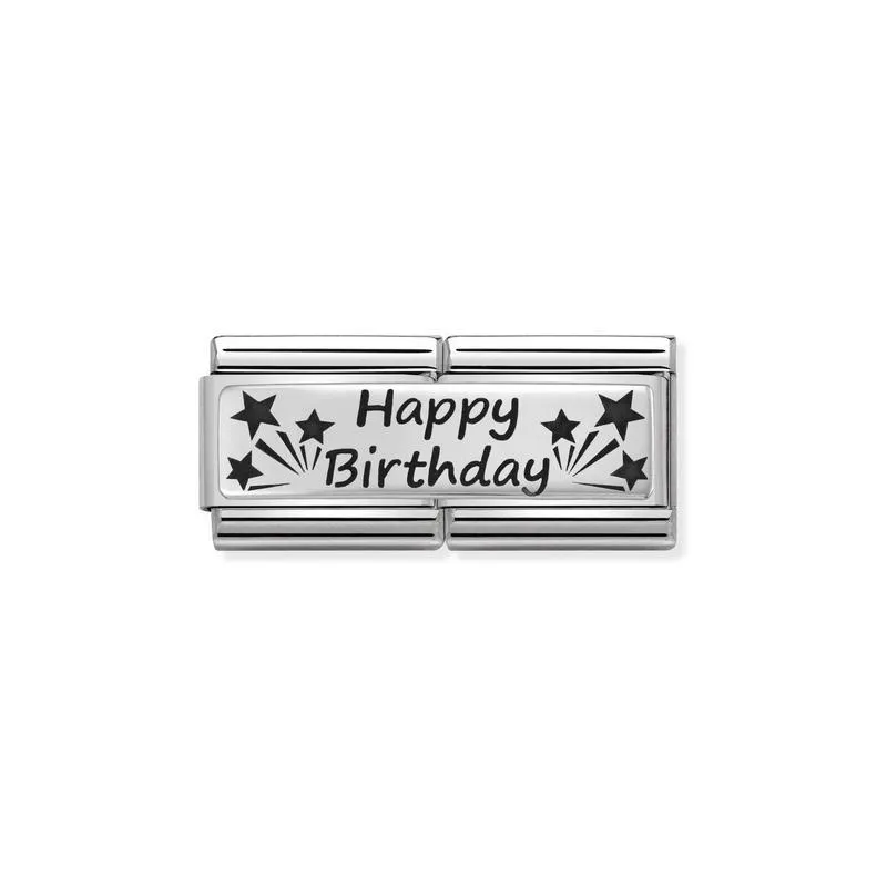 Nomination Composable Double Link Happy Birthday, Silver