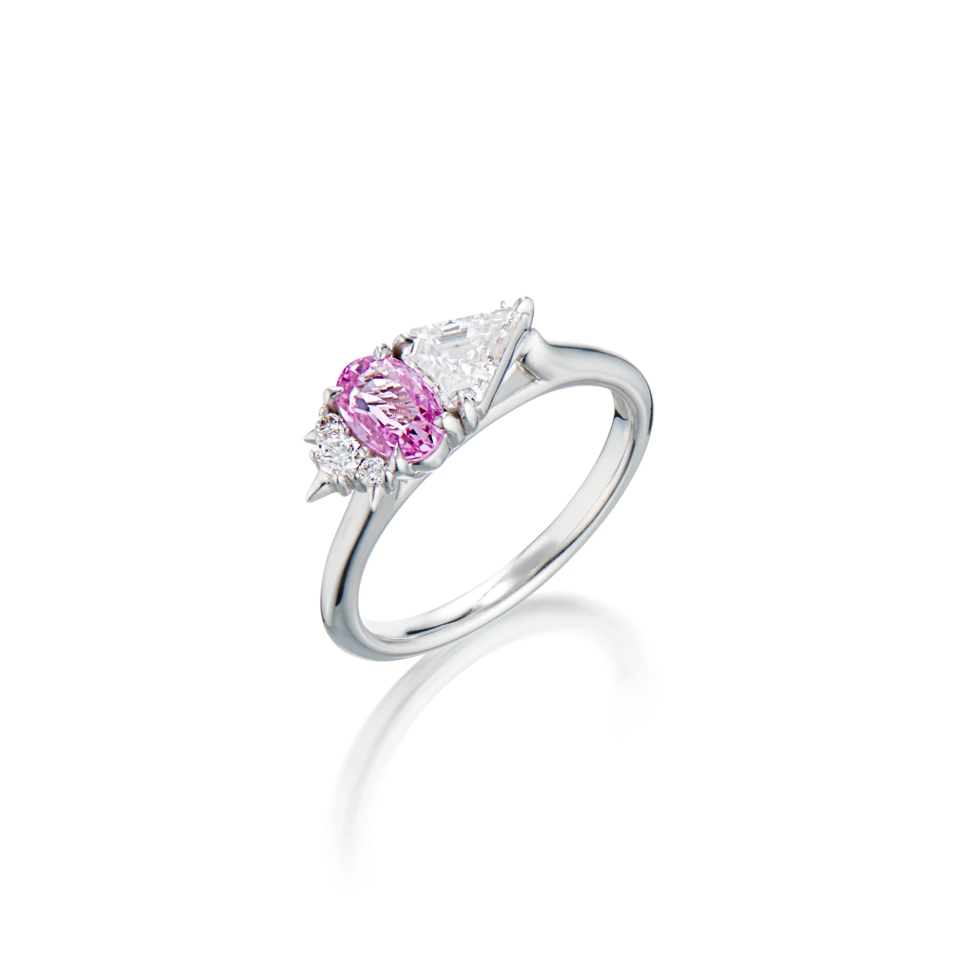 Oval Pink Sapphire & Diamond Alternative Engagement Ring
