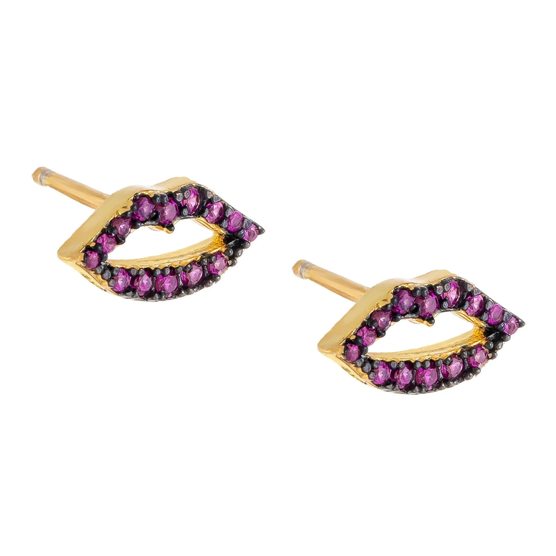 Pavé Magenta Lip Stud Earring