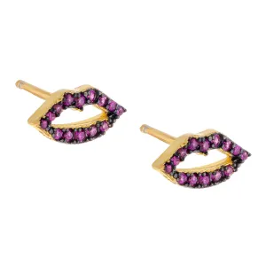 Pavé Magenta Lip Stud Earring