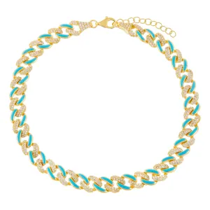 Pavé Neon Enamel Chain Link Anklet