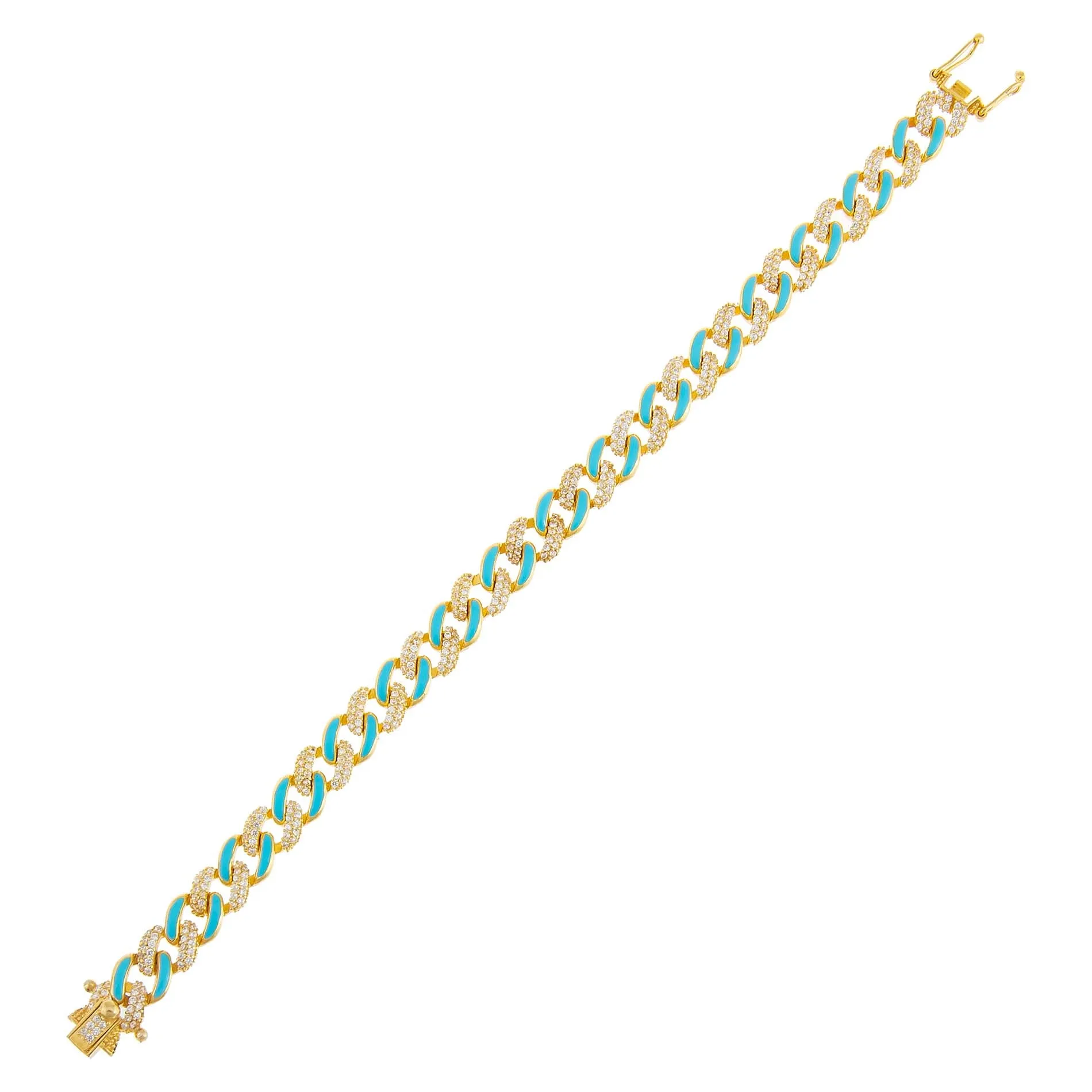 Pavé Neon Pink Enamel Chain Link Bracelet