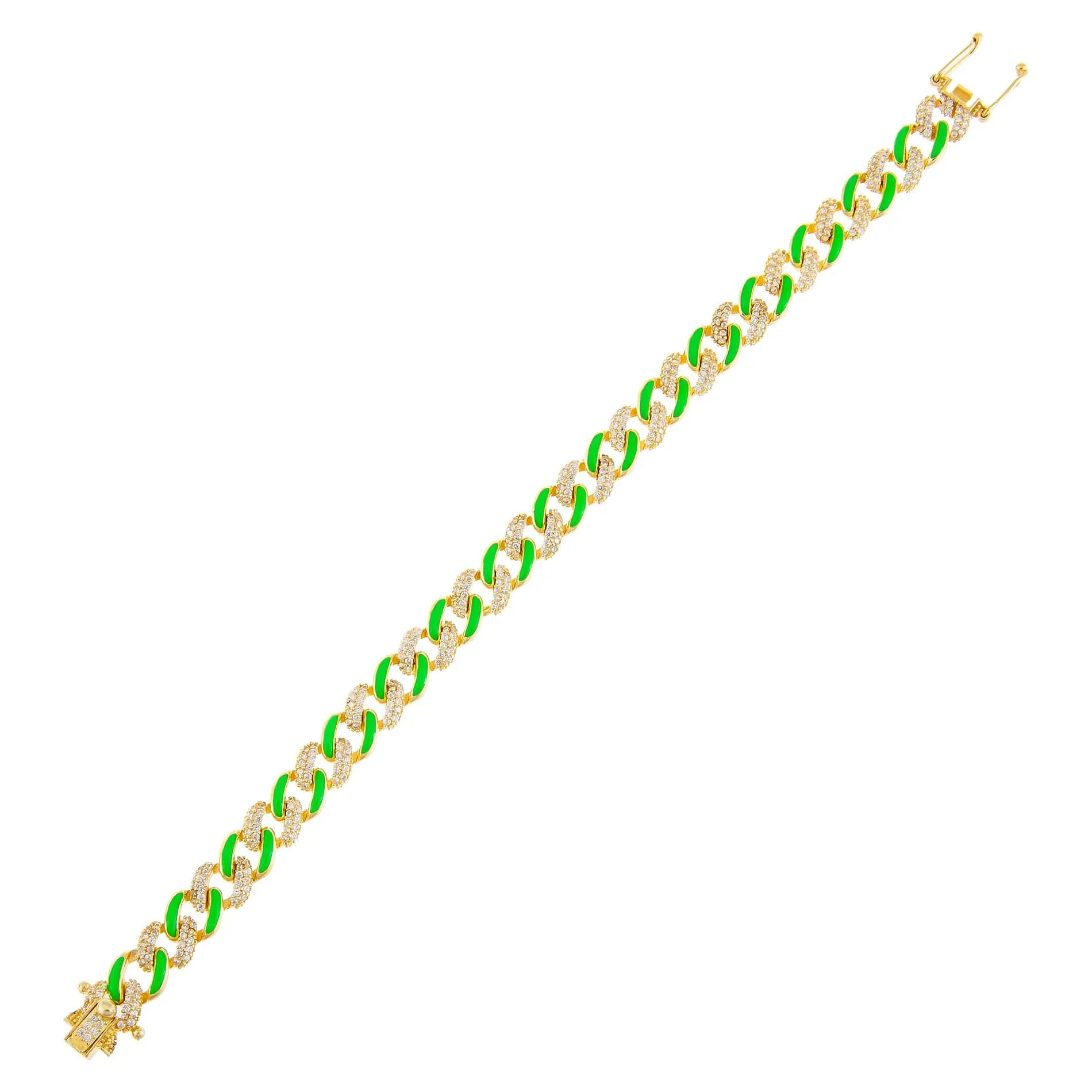 Pavé Neon Pink Enamel Chain Link Bracelet