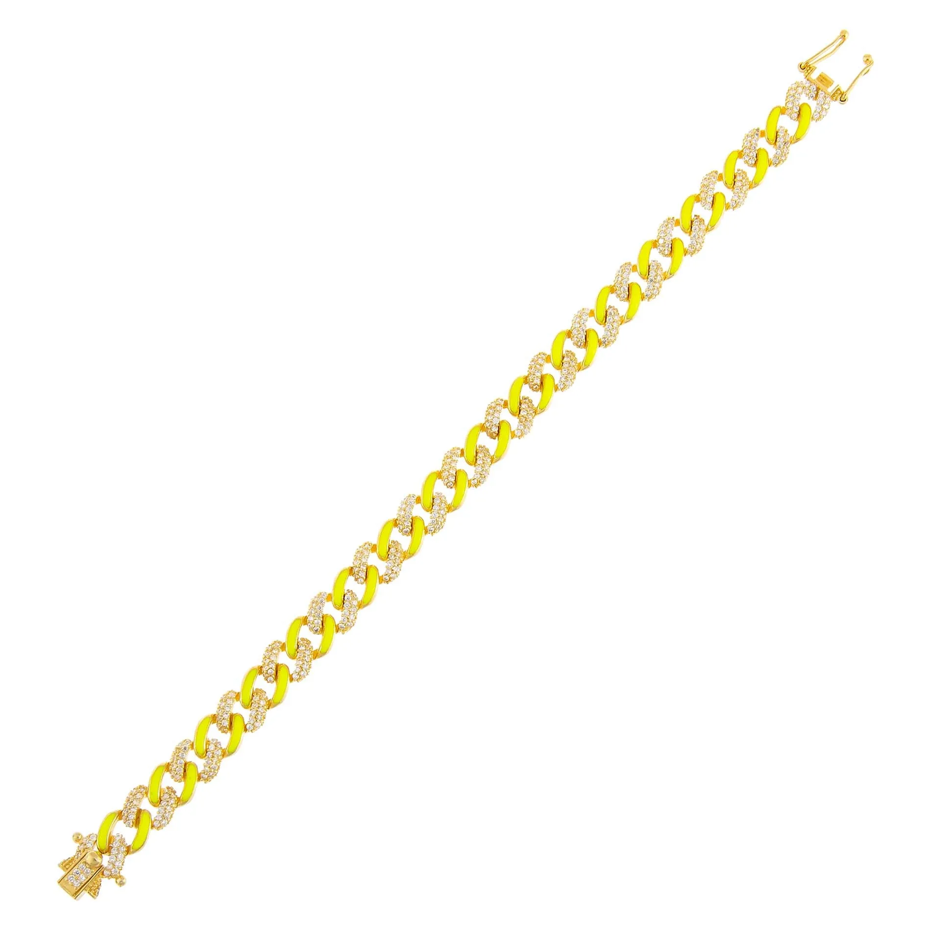 Pavé Neon Pink Enamel Chain Link Bracelet