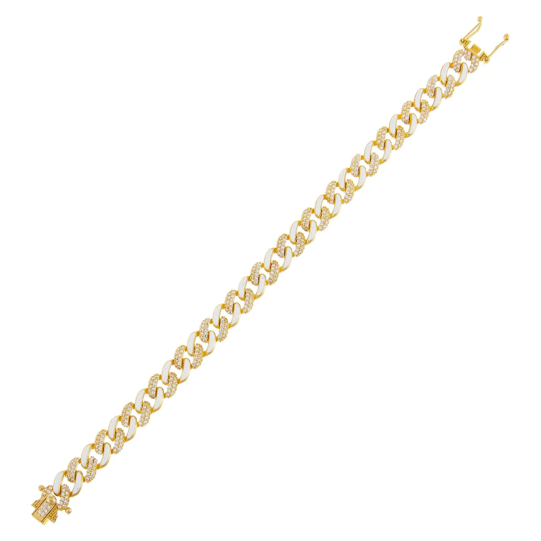 Pavé Neon Pink Enamel Chain Link Bracelet