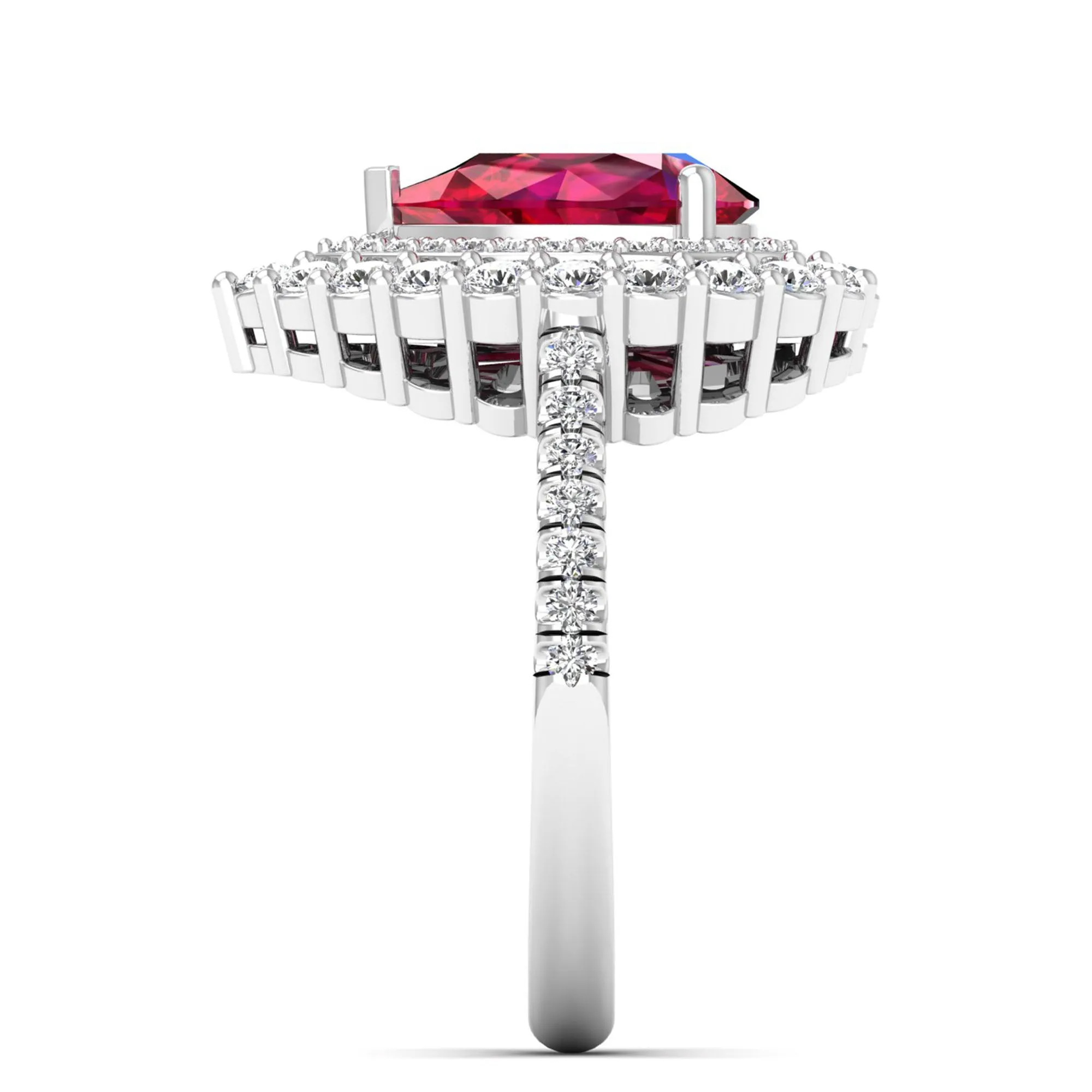 Pear Double Halo Ruby and Diamond Ring