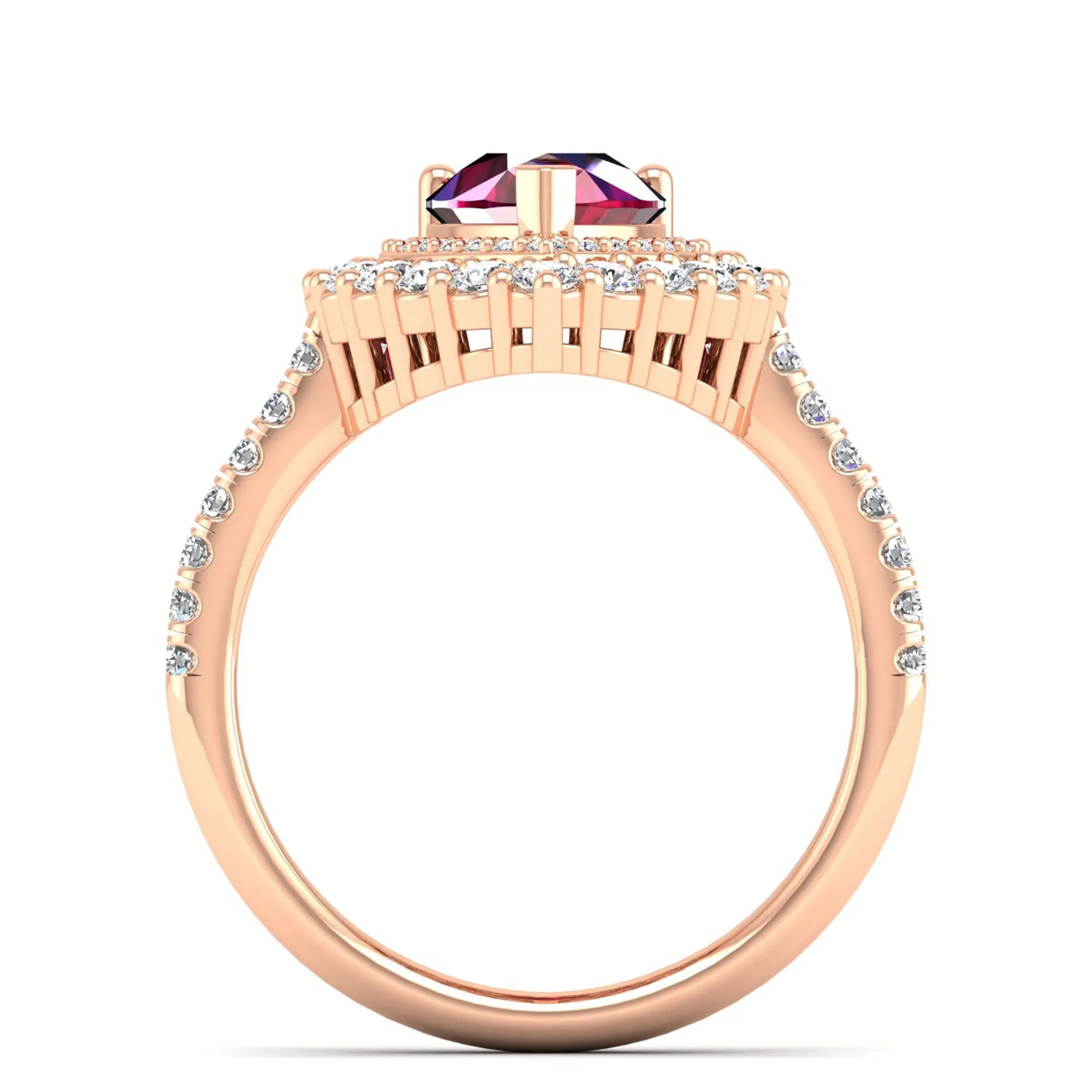 Pear Double Halo Ruby and Diamond Ring