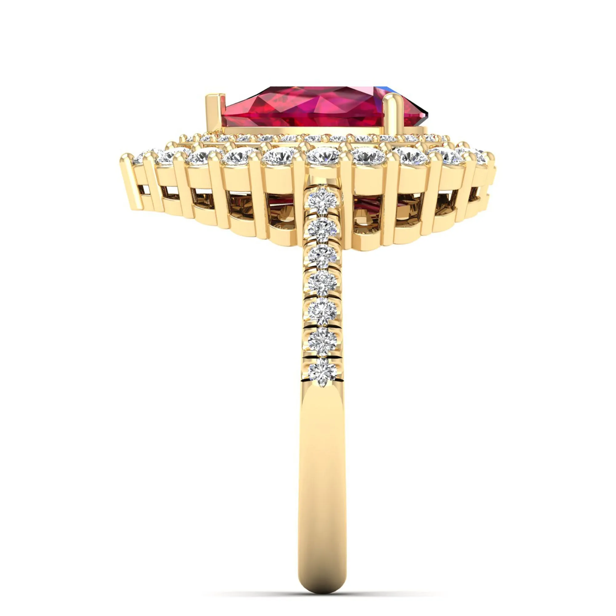 Pear Double Halo Ruby and Diamond Ring