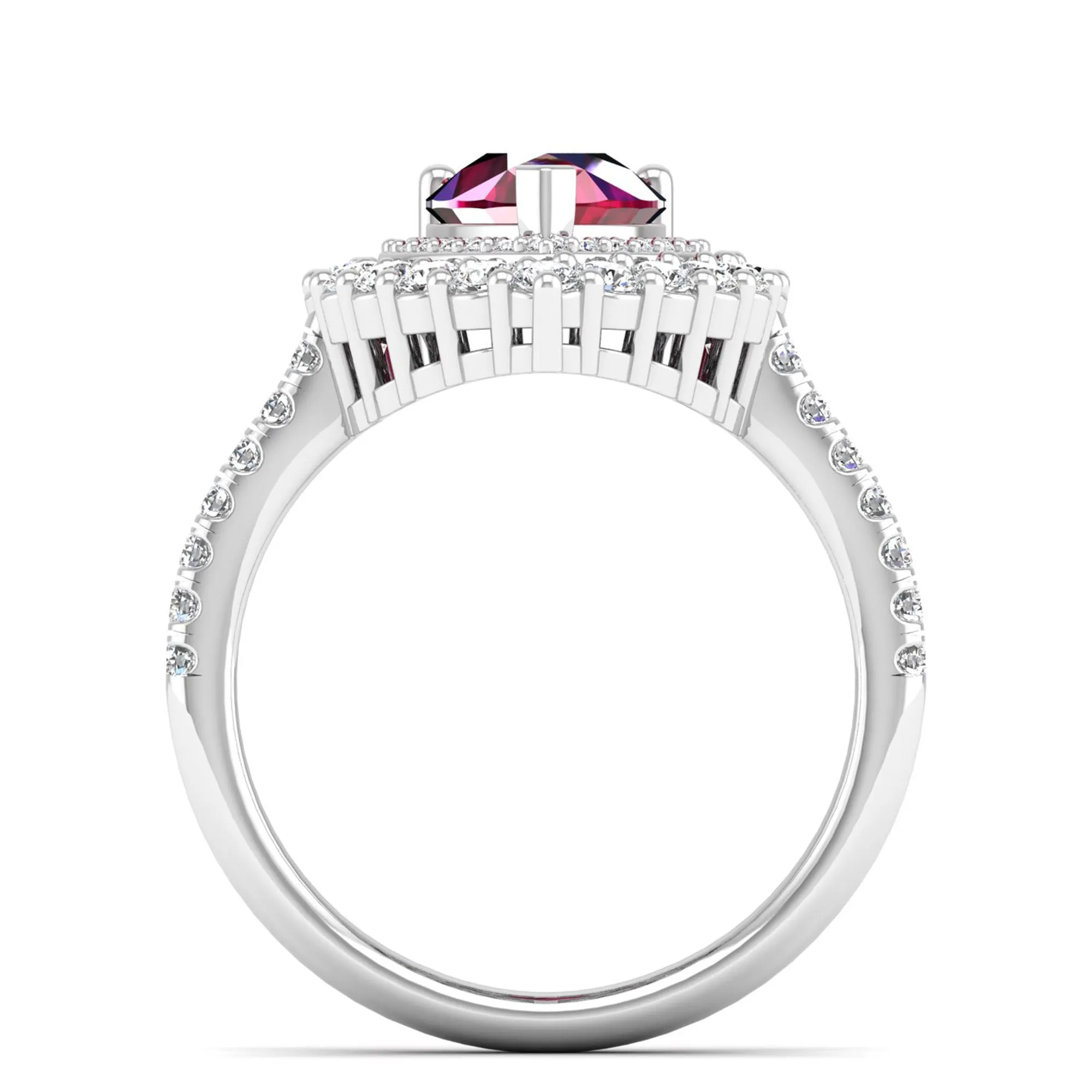 Pear Double Halo Ruby and Diamond Ring