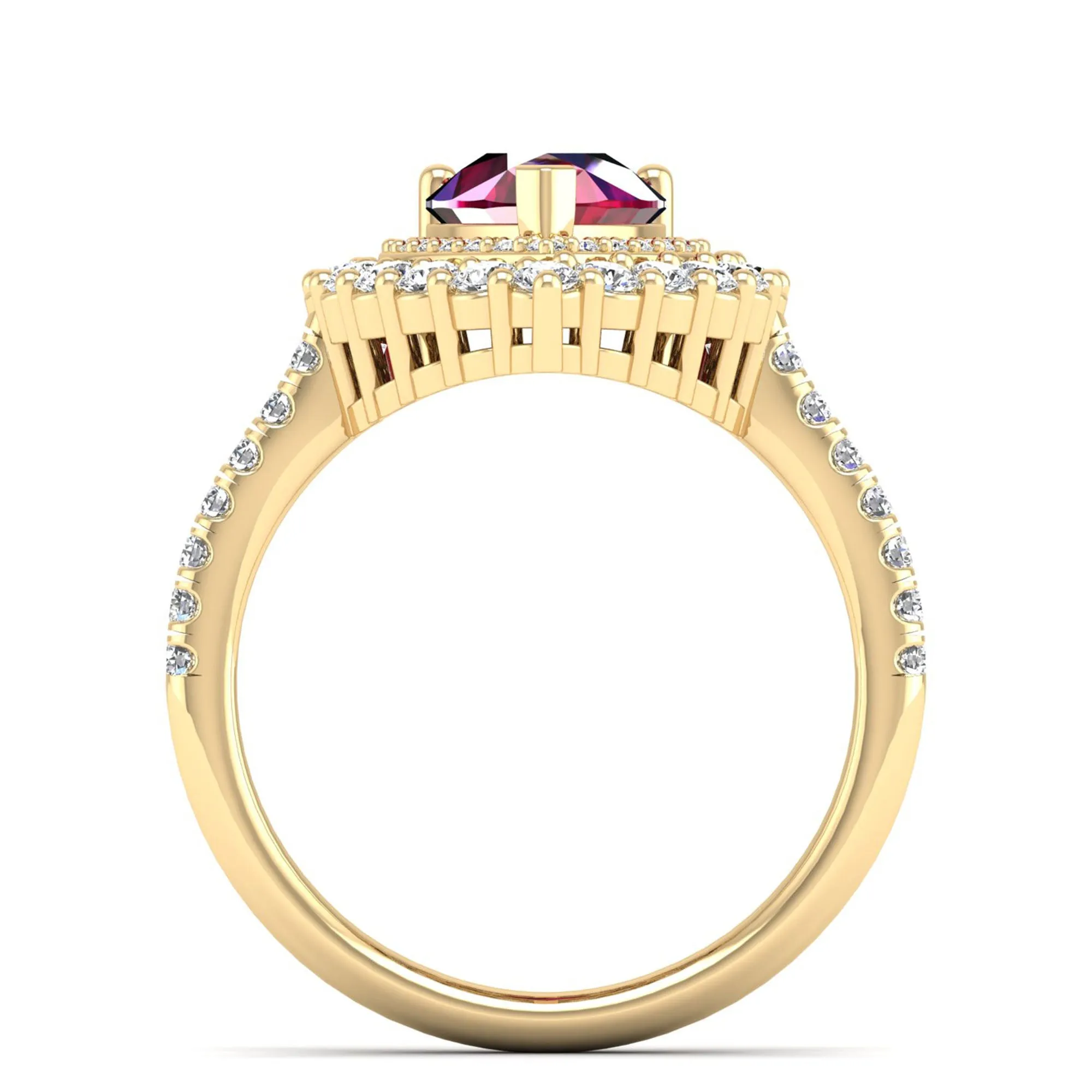 Pear Double Halo Ruby and Diamond Ring