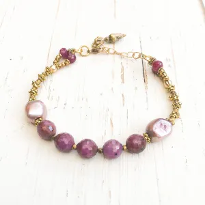 Pearl & Ruby Shimmery Bracelet