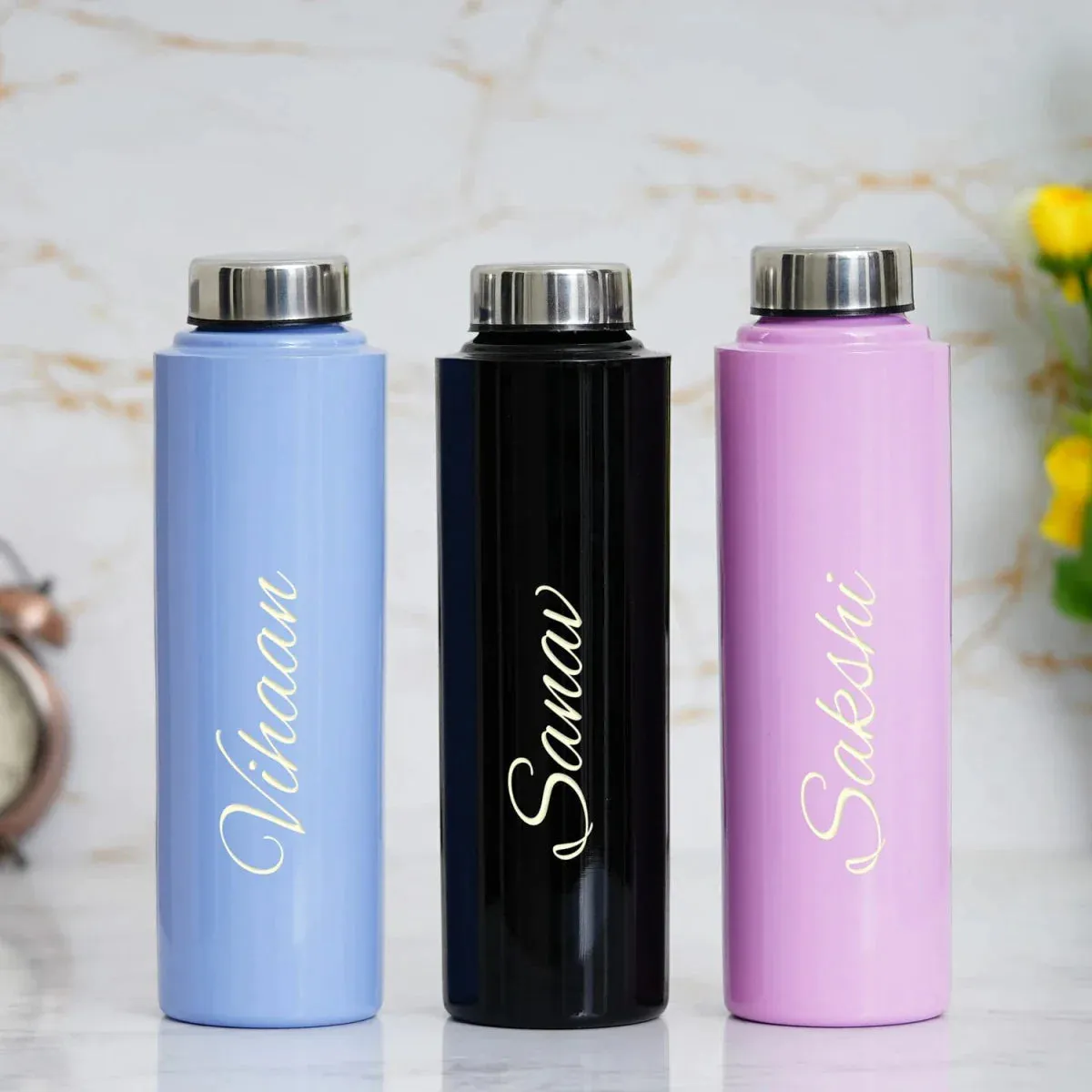 Personalised Black Classic Smart Bottle (1 Litre) & All in One Men's Combo (3 pcs) - Royal Blue
