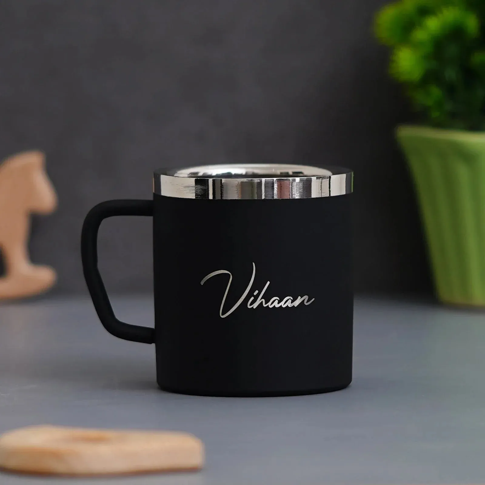 Personalised Voilet Classic Smart Bottle (1 Litre), Stainless Steel Mug & All in One Men's Combo (4 pcs) - Wine