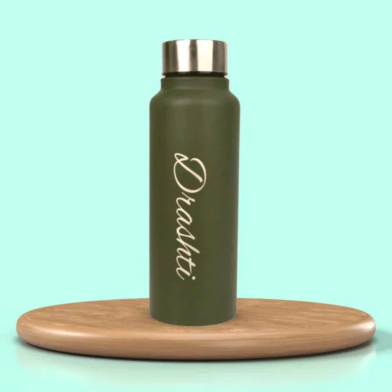 Personalized Best Vegan Leather Combo with Water Bottle - Green
