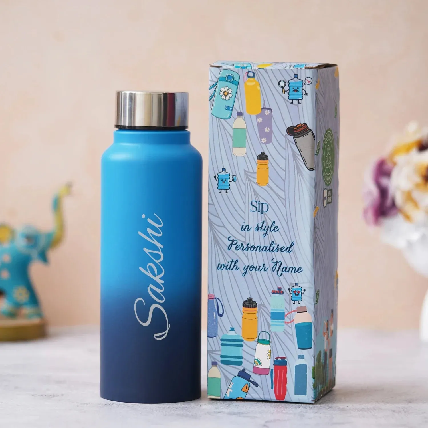 Personalized Classic Couple Water Bottle - Pink-DS4